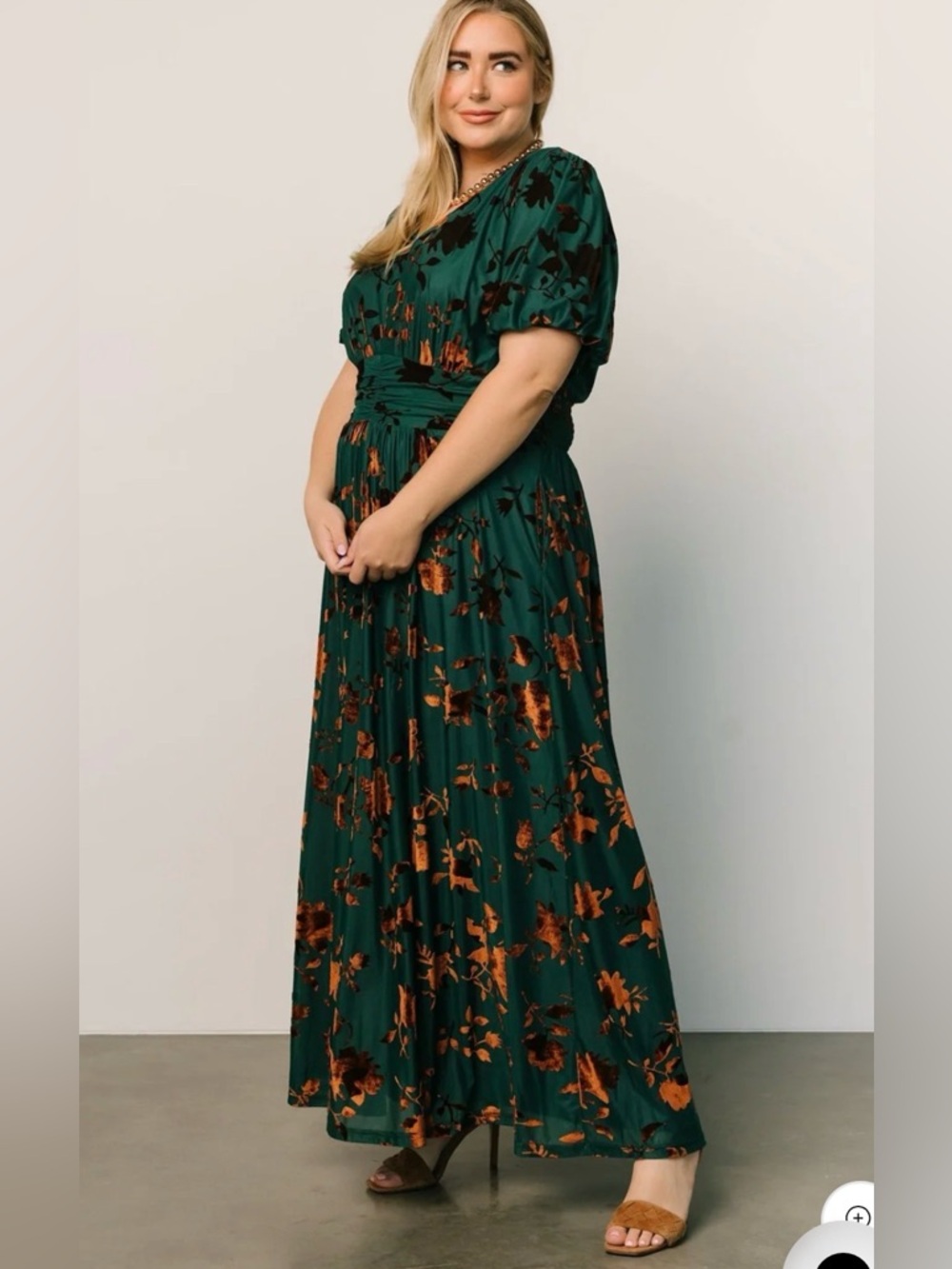 BNWT Baltic Born Leslie velvet maxi dress in jade and bronze size 1X - Picture 3 of 12